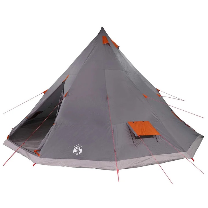 vidaXL Családi Tipi sátor Tipi Szürke és narancs 560 x 560 x 300 cm 42000983
