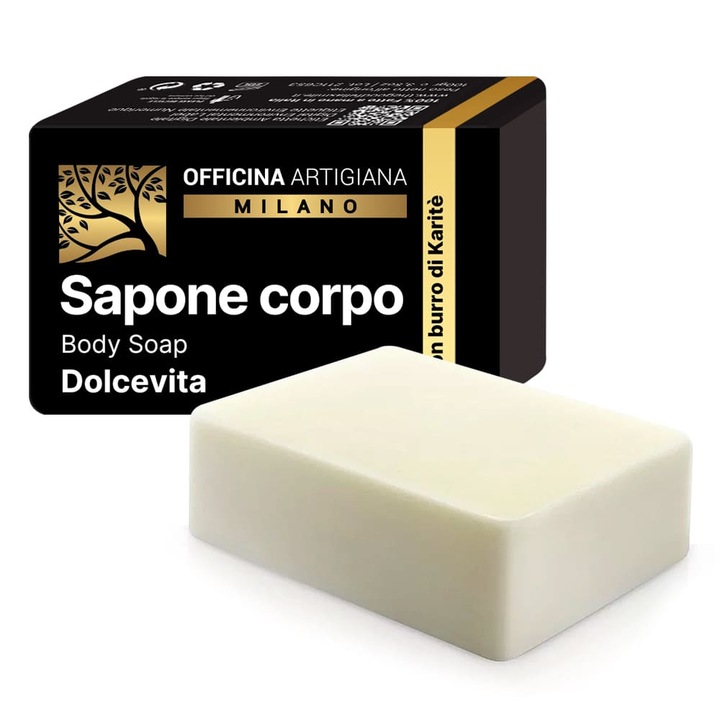 Săpun solid Officina Artigiana DolceVita 100g, aromă de vanilie și caramel, pentru bărbați