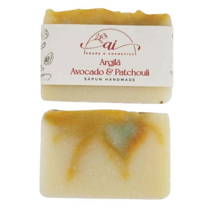 Натурален сапун с Авокадо, Глина и Пачули, A.I. Soaps & Cosmetics, 100g, хидратиращ, детоксикиращ