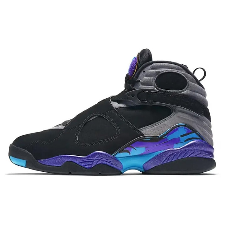 Pantofi sport Nike Air Jordan 8 Retro, Negru/Albastru, piele intoarsă, mărimea 42