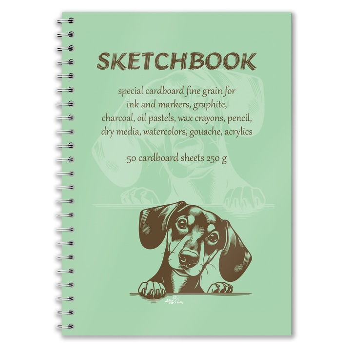 Bloc desen si schite A4, 50 coli 250g carton alb satinat, coperti tari