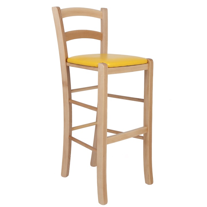 Paesana bárszék - natúr váz - sárga műbőr - 22168