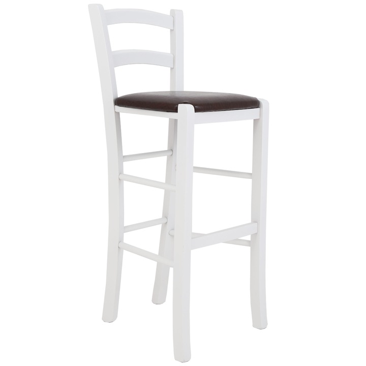 Paesana bárszék - fehér váz - barna műbőr - 15611