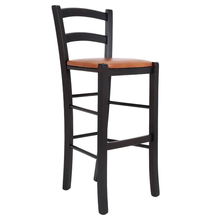 Scaun bar Paesana - cadru wenge - imitatie piele coniac - 8070