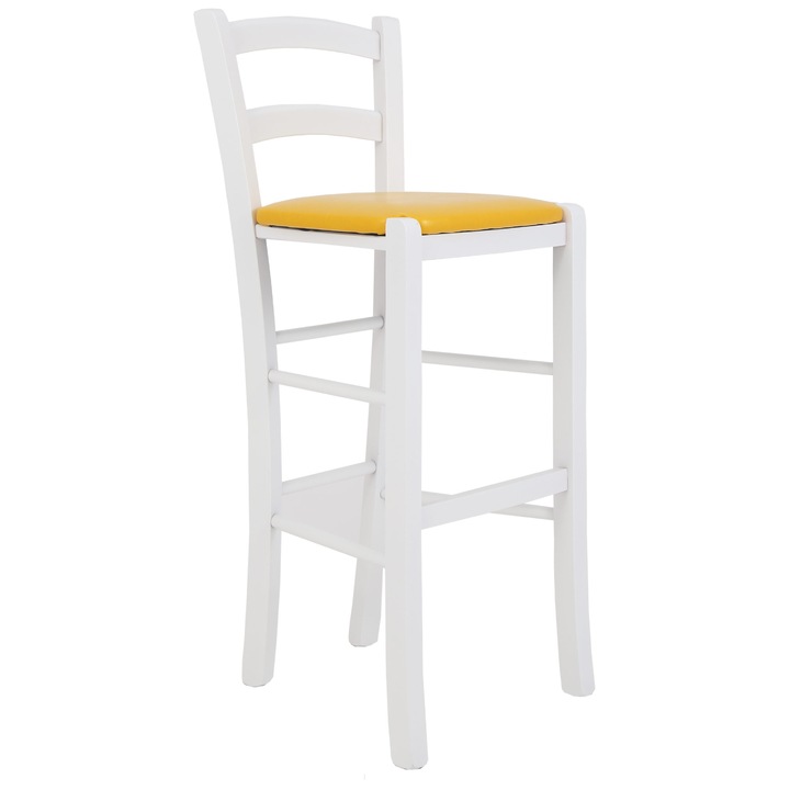 Paesana bárszék - fehér váz - sárga műbőr - 22168
