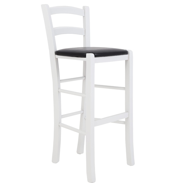 Paesana bárszék - fehér keret - fekete műbőr - 21901