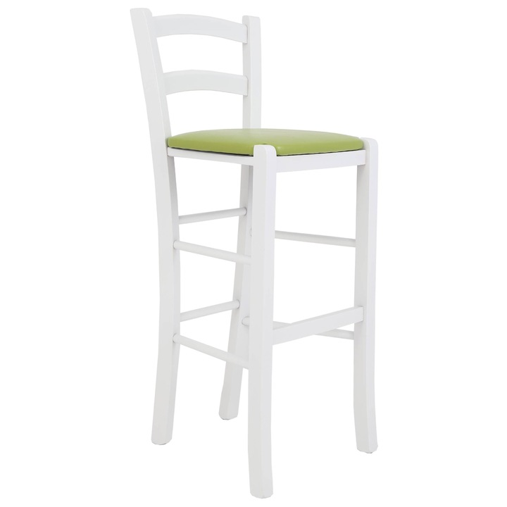Paesana bárszék - fehér váz - zöld műbőr - 21899