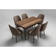 Set masa extensibila Desire cu 6 scaune maro, 80x135cm - 80x178cm