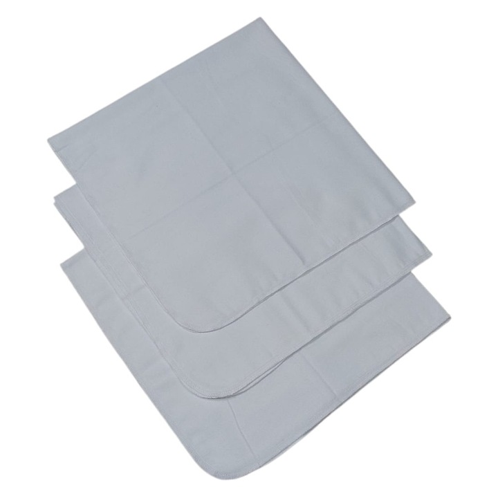 Set 3 scutece finet Albatex Home 75x75 cm, bumbac, unicolor alb, colturi rotunjite