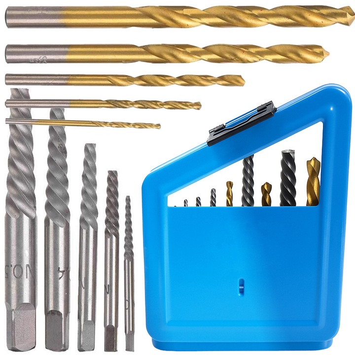 Set 10 Burghie și extractoare suruburi, Satra, Pentru suruburi rupte, dimensiuni variate