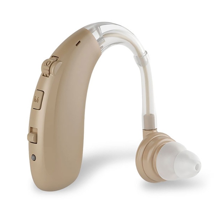 Aparat Auditiv MILARIS®, Reincarcabil, 6 Trepte de volum, 3 Moduri, 130dB, 5 Dopuri incluse, Autonomie 40 ore, Carcasa de protectie, Control volum, Anulare zgomot, Amplificare sunet, Proteza auditiva Adulti/Varstnici, Confortabil