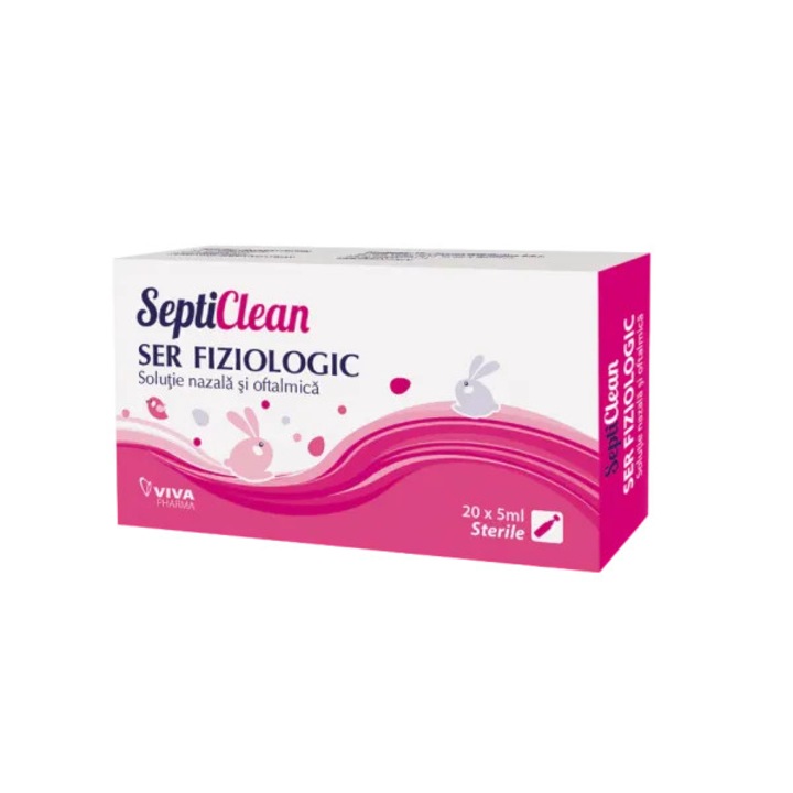 Ser fiziologic SeptiClean, 20 monodoze x 5 ml, soluție sterilă, igienă oculară și nazală