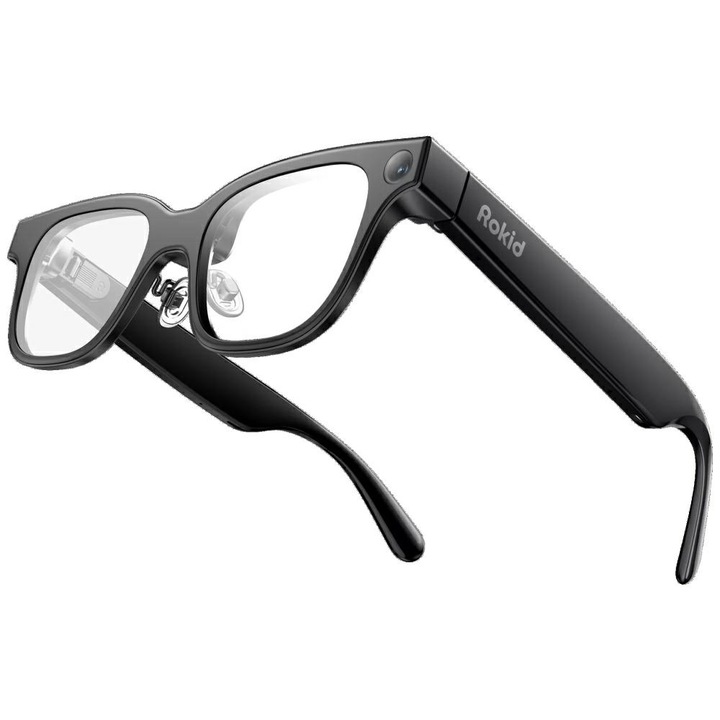 Ochelari AR Rokid RV101, 480 × 640 px, Camera 12MP, Asistenta AI, 210mAh, Bluetooh 5.3, WiFi, Negru