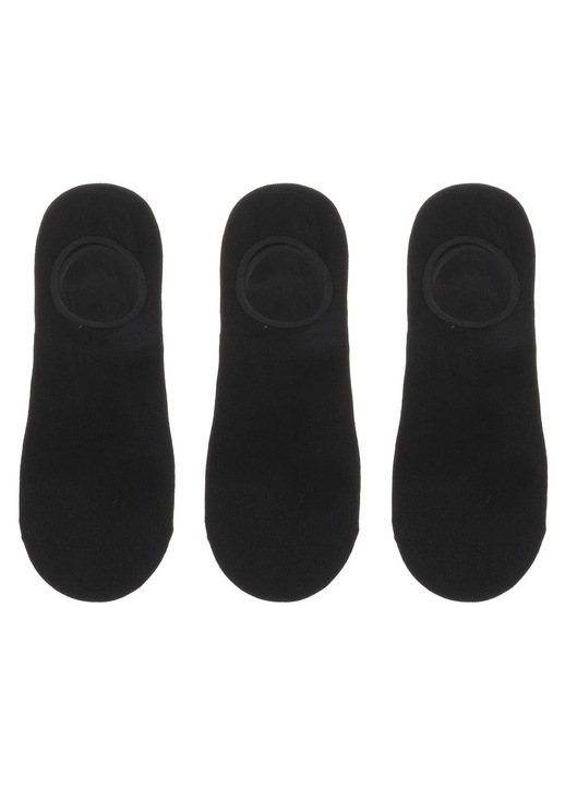 Férfi láthatatlan zokni, 3 pár, szilikon csíkkal, fekete