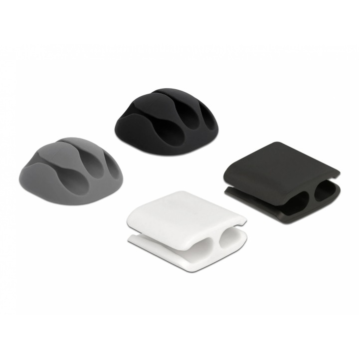 Set 4 buc clips cablu 2/3 sloturi, Delock 18394