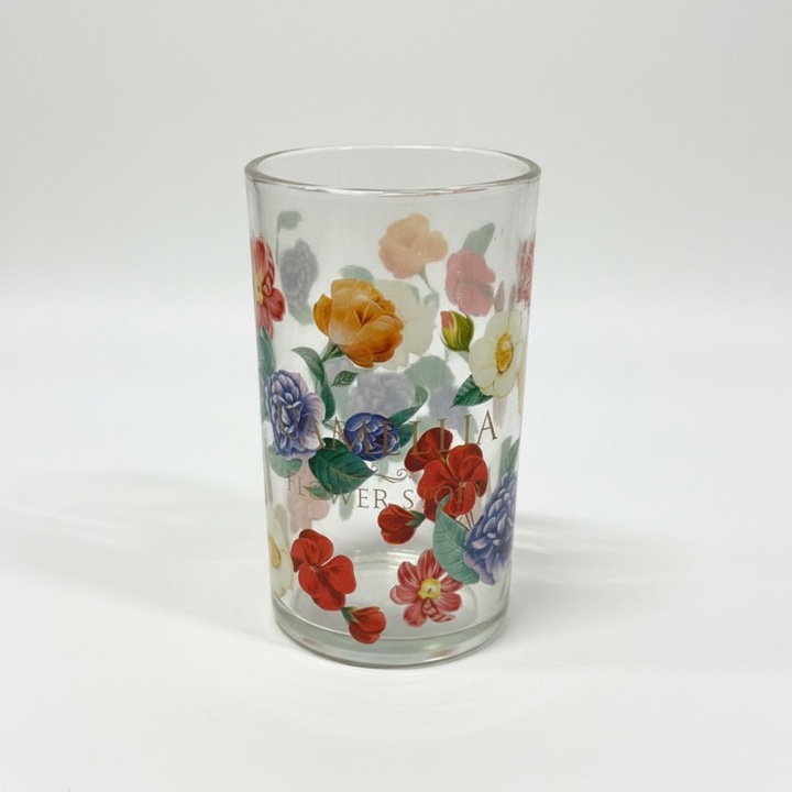 Set 6 Pahare din Sticla, Model Floral Variat, Inaltime 10.5 cm, Transparent