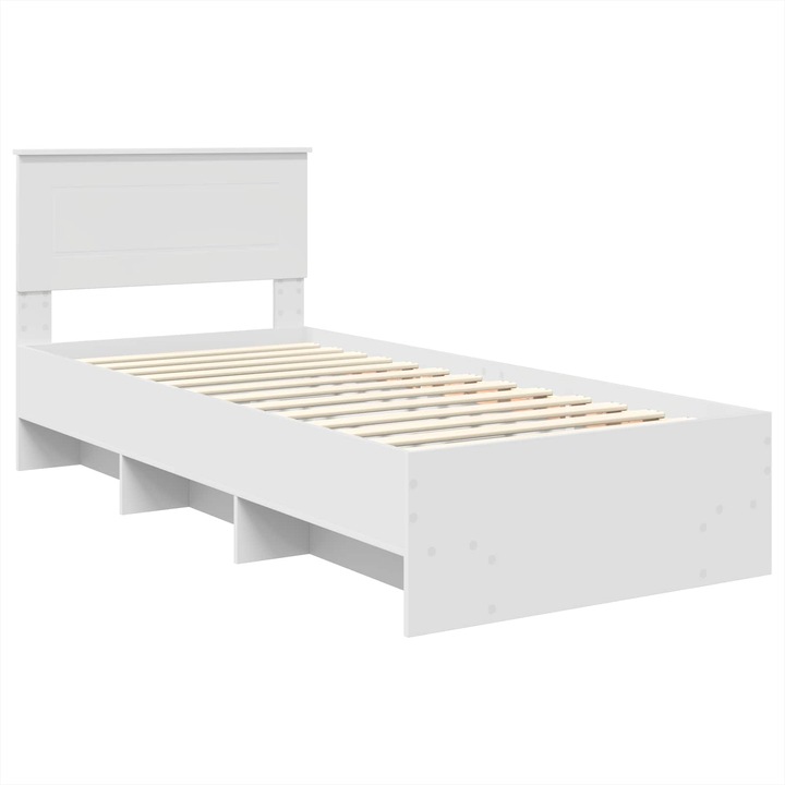 Cadru de pat vidaXL, cu headboard Alb 80 x 200 cm Lemn compozit