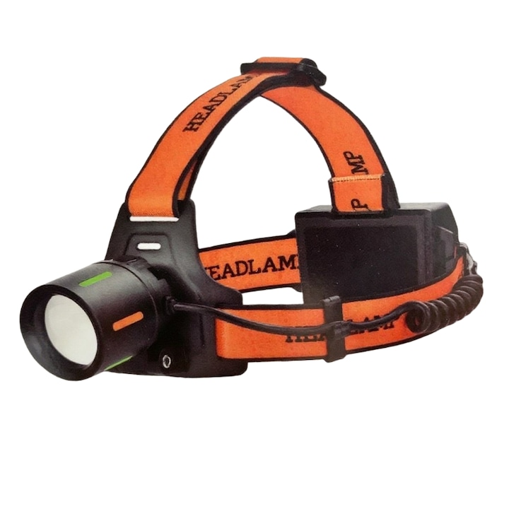 Lanterna frontala LED reincarcabila, COBA CB-T67-3, trei acumulatori, power bank