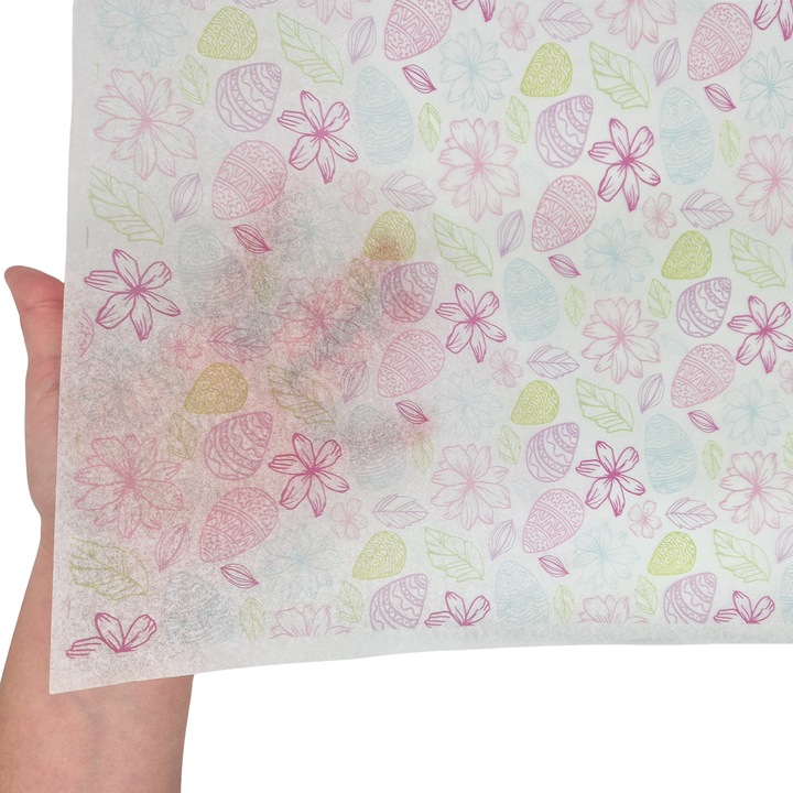 Set 25 bucati Hartie de matase model Paste Spring Blossom Eggs, 17g, 50 x 75cm