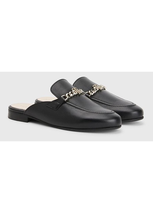 Saboti dama Tommy Hilfiger, TH Chain Mules Elevated Leather, din piele de bovina, marime 36 EU