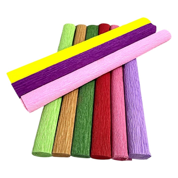 Florisztikai krepp papír, Sovaldi, 8 tekercses készlet, 25cm x 70cm, többszínű