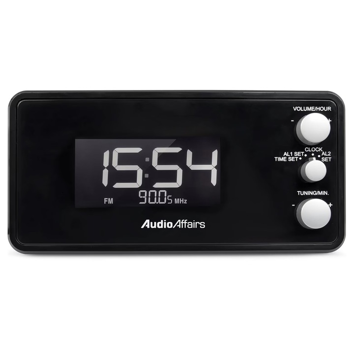 Radio cu ceas Terris FM, alarmă snooze, Sleep Timer, Negru
