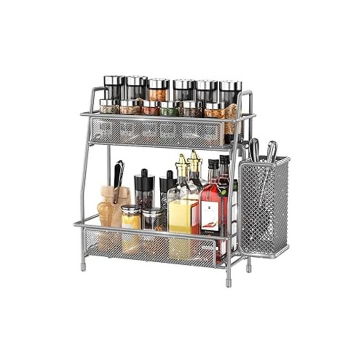 Konyhai, fürdőszobai, irodai rendszerező, Lemikkle, oldalsó kosárral, 34x36.5x18cm