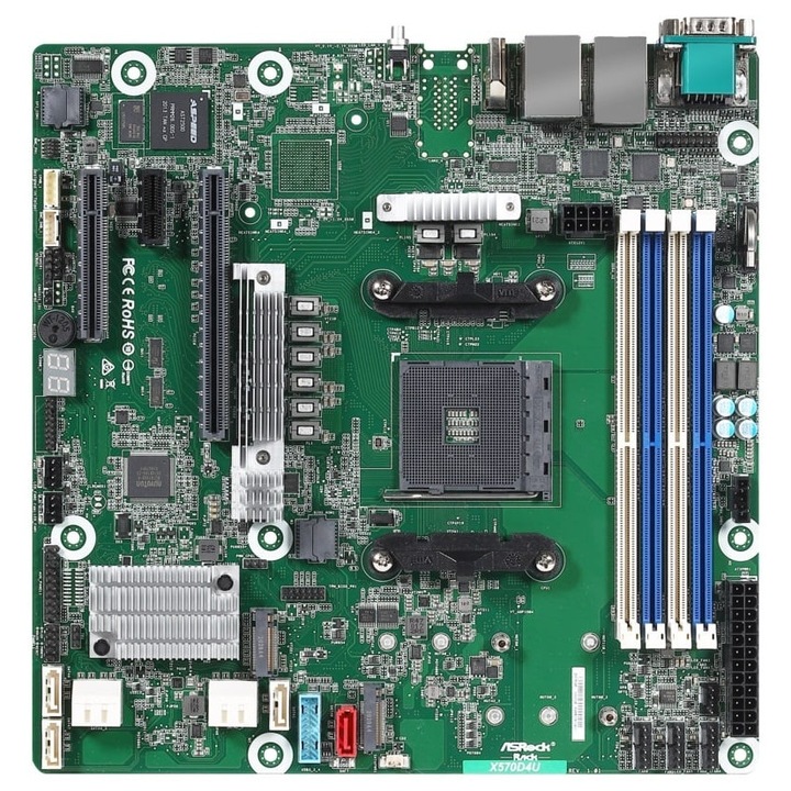 ASRock X570D4U, 1xSKT AM4, AMD Ryzen, X570, SATA, 2xM.2, 2xGbE, IPMI