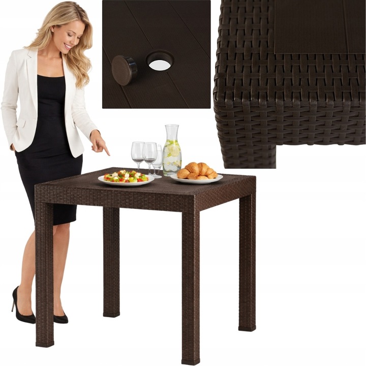 MASA DE GRADINA DIN RATTAN IMITATIE DE RATTAN MARO RIVIERA 82x82cm