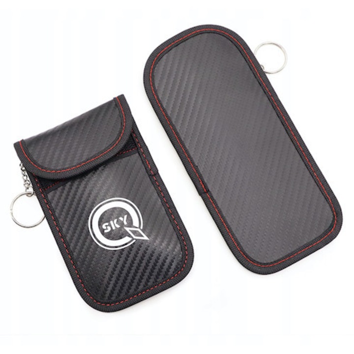 Carcasa antifurt Faraday, QSKY, neagră, material solid, închidere velcro, 1 bucată