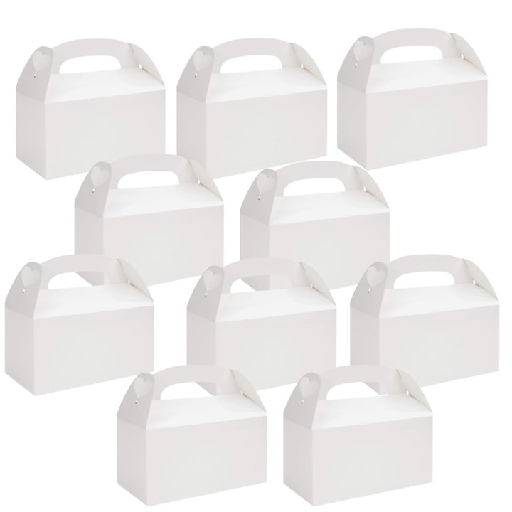 Set 24 cutii cadou albe cu mânere, 15x9x9 cm