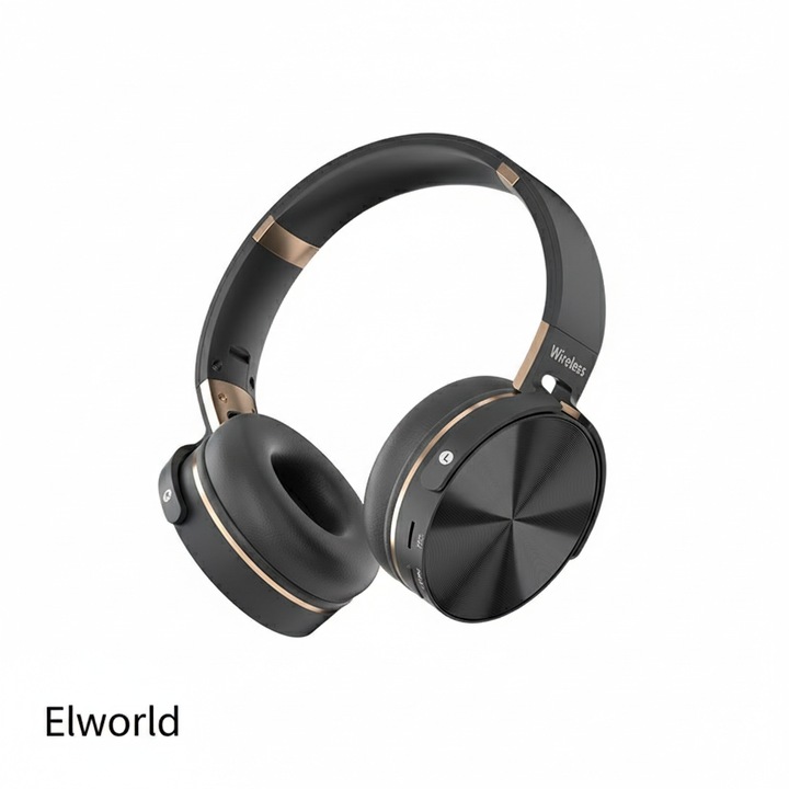 Casti wireless Elworld 950, microfon, incarcare rapida, negre