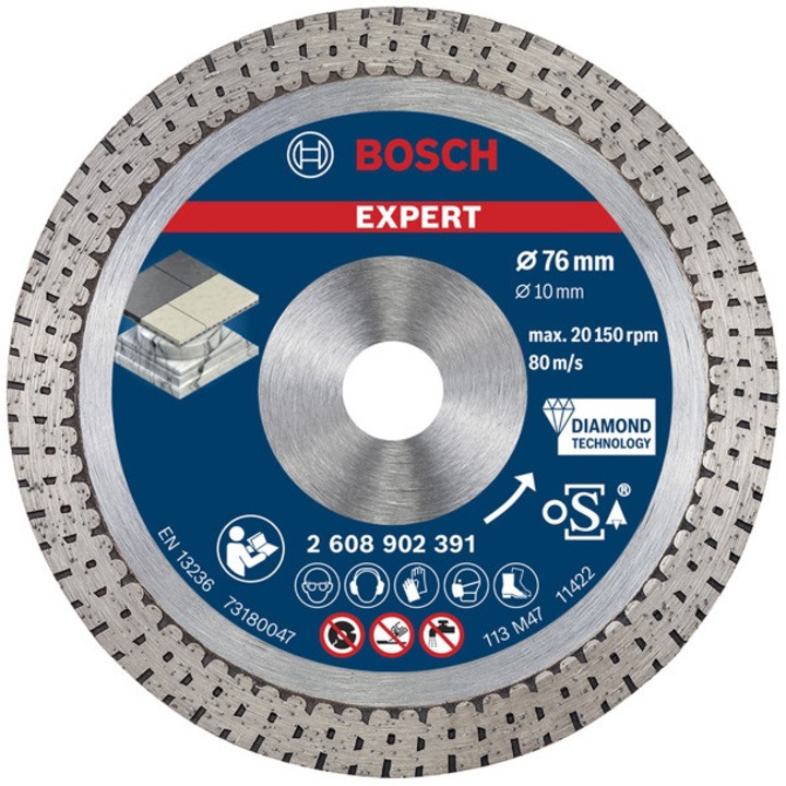 Disc de taiere HardCeramic Bosch EXPERT 2608902391, diametru 76mm, prindere 10 mm