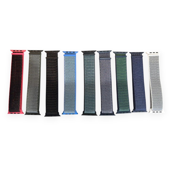 Set de 9 curele compatibile Apple Watch 38/40/41 mm, material textil, multicolor