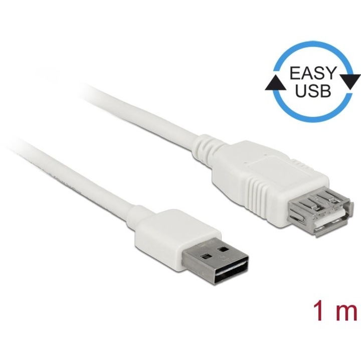 Cablu USB Delock 2.0 AM-AF 1m alb