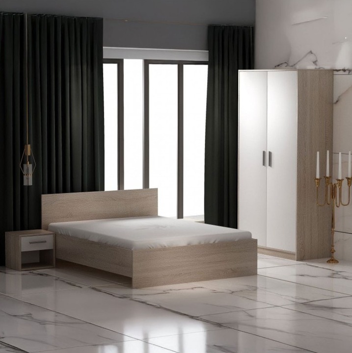 Dormitor AmzMob Aria Sonoma/Alb 140x200