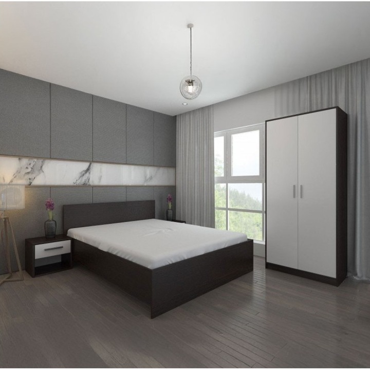 Dormitor AmzMob Aria Wenge/Alb 180x200