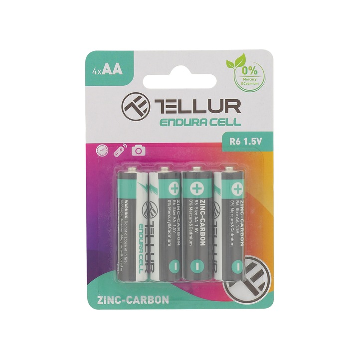 Baterii Tellur Endura Cell, Zinc-Carbon, AA, 1.5V, 4 buc