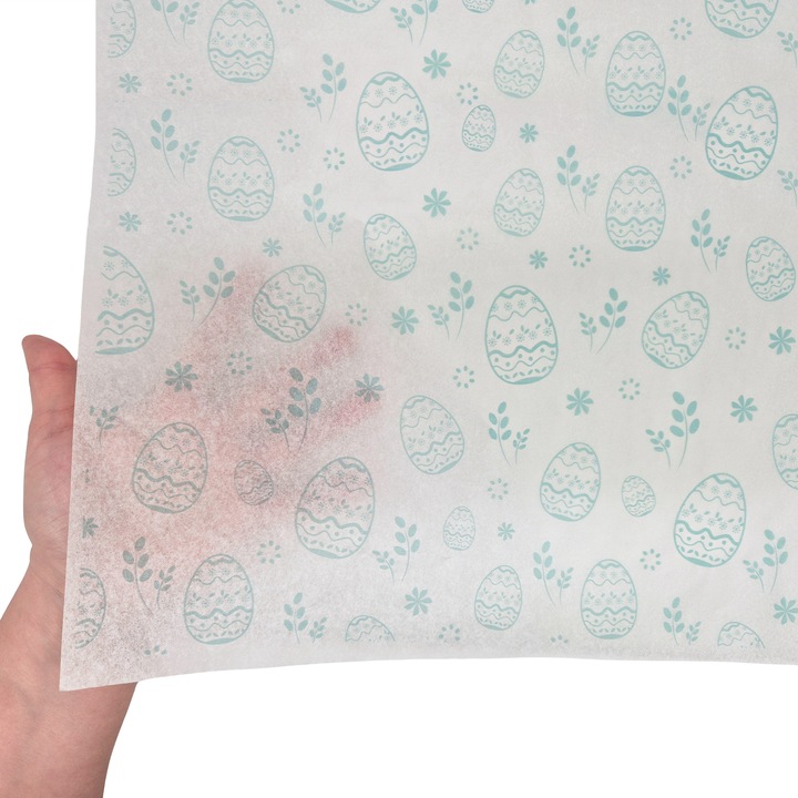 Set 25 bucati Hartie de matase model Paste Spring Egg & Leaf, 17g, 50 x 75cm