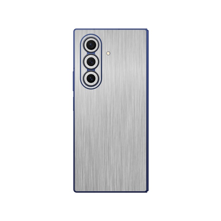 Folie iSkinz pentru Samsung Galaxy Z Fold7 - Brushed Argintiu, 360 Cut, Skin Adeziv, Protectie Carcasa Spate si Laterale