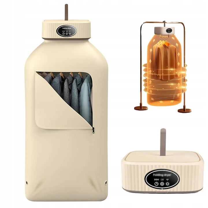 Uscător de rufe electric, portabil, Galaxia, 600 W, 2 moduri de temperatură, sterilizare UV, pliabil