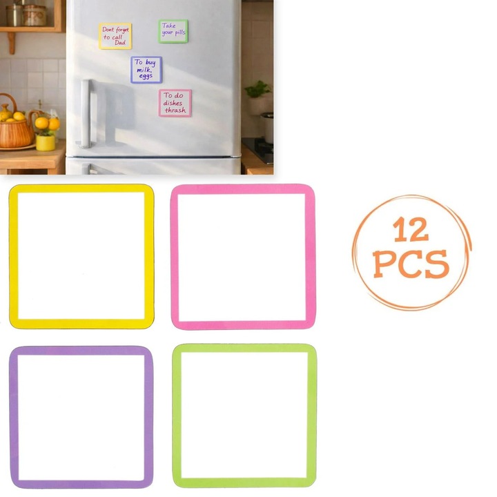 Etichete Magnetice cu Margini Colorate 8x8cm - 12buc