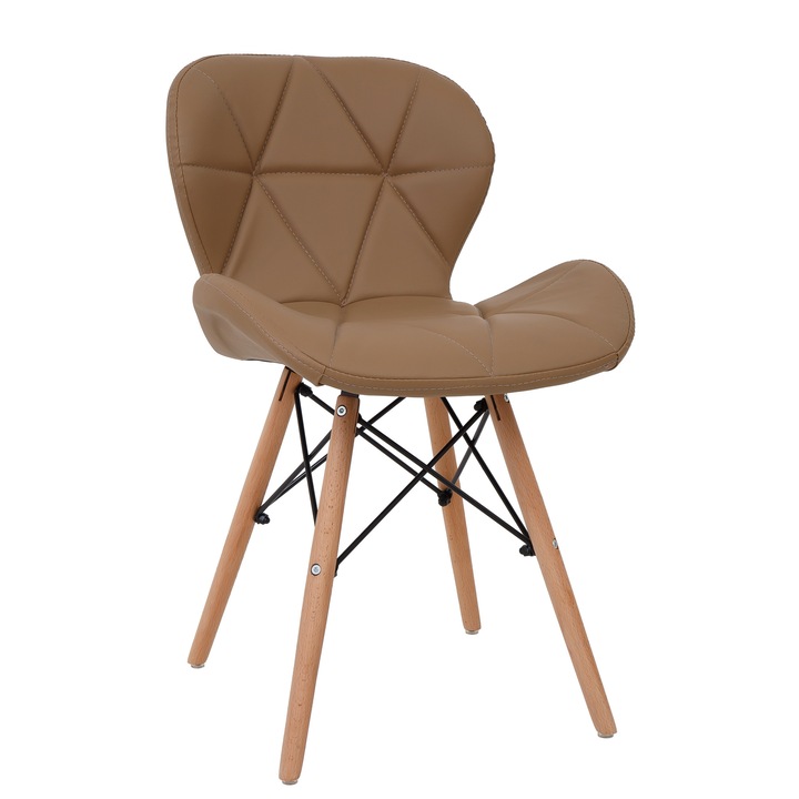 Scaun Eliza - cadru lemn - imitatie piele taupe