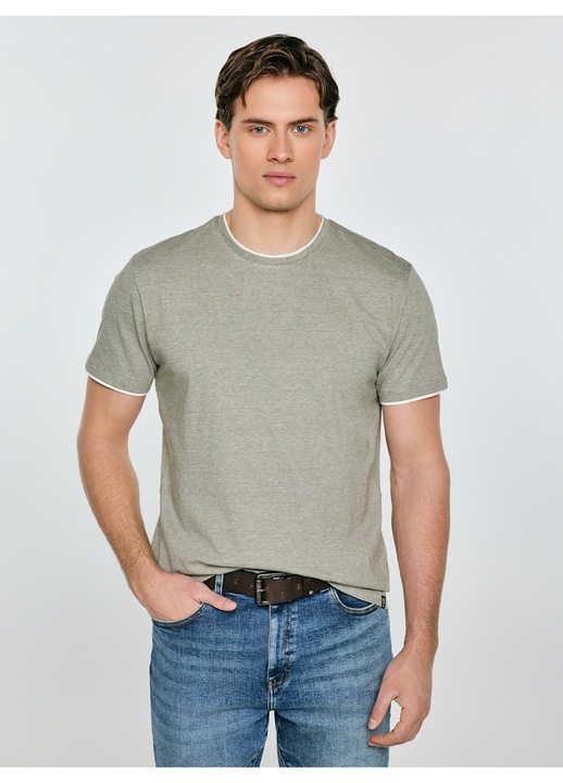 Tricou barbati, Big Star, kaki, dungi fine, croiala simpla