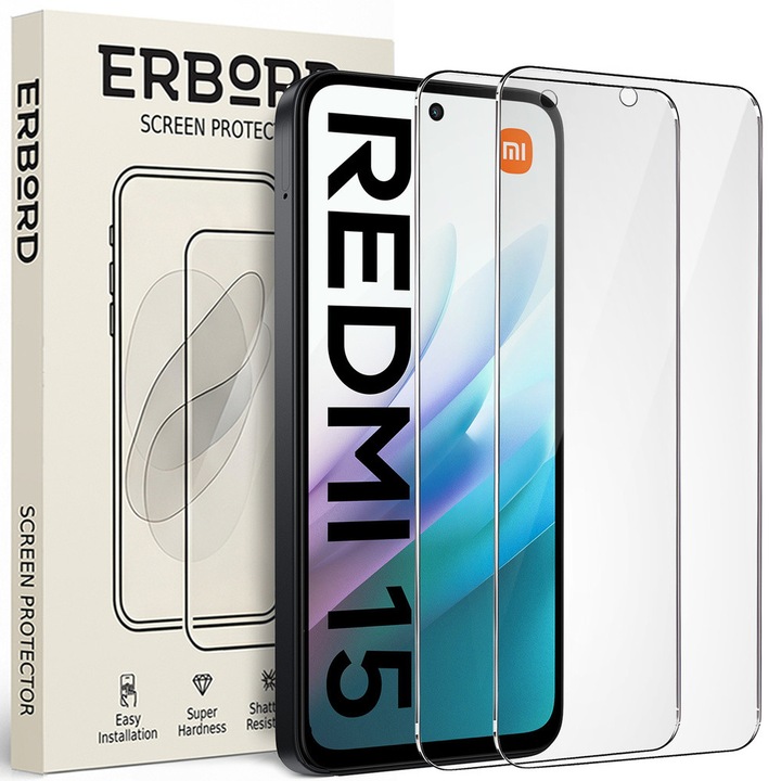 Set 2x Sticla Temperata ERBORD 9H Hard Glass pentru Realme C71, transparent, usor de montat