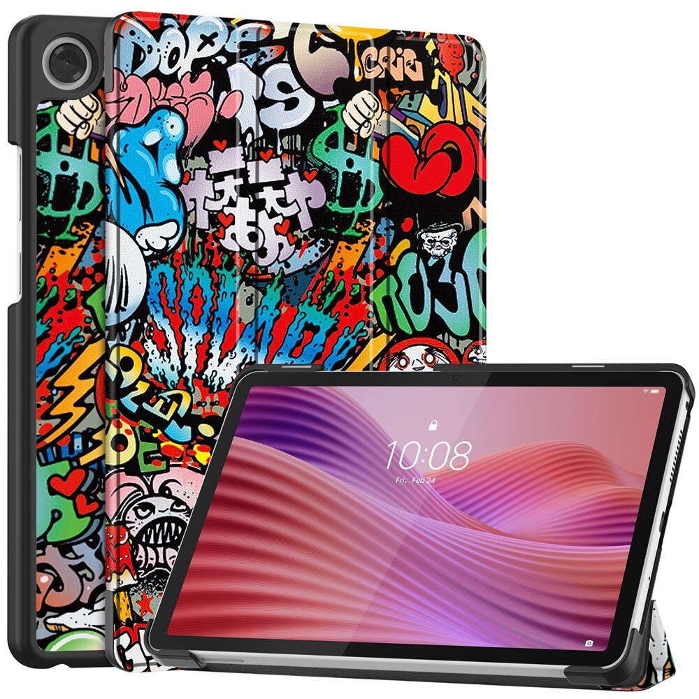 Etui pentru tableta, Smartcase, Graffiti, pentru Lenovo Tab One, protectie solida, suport pliabil, 8,7"
