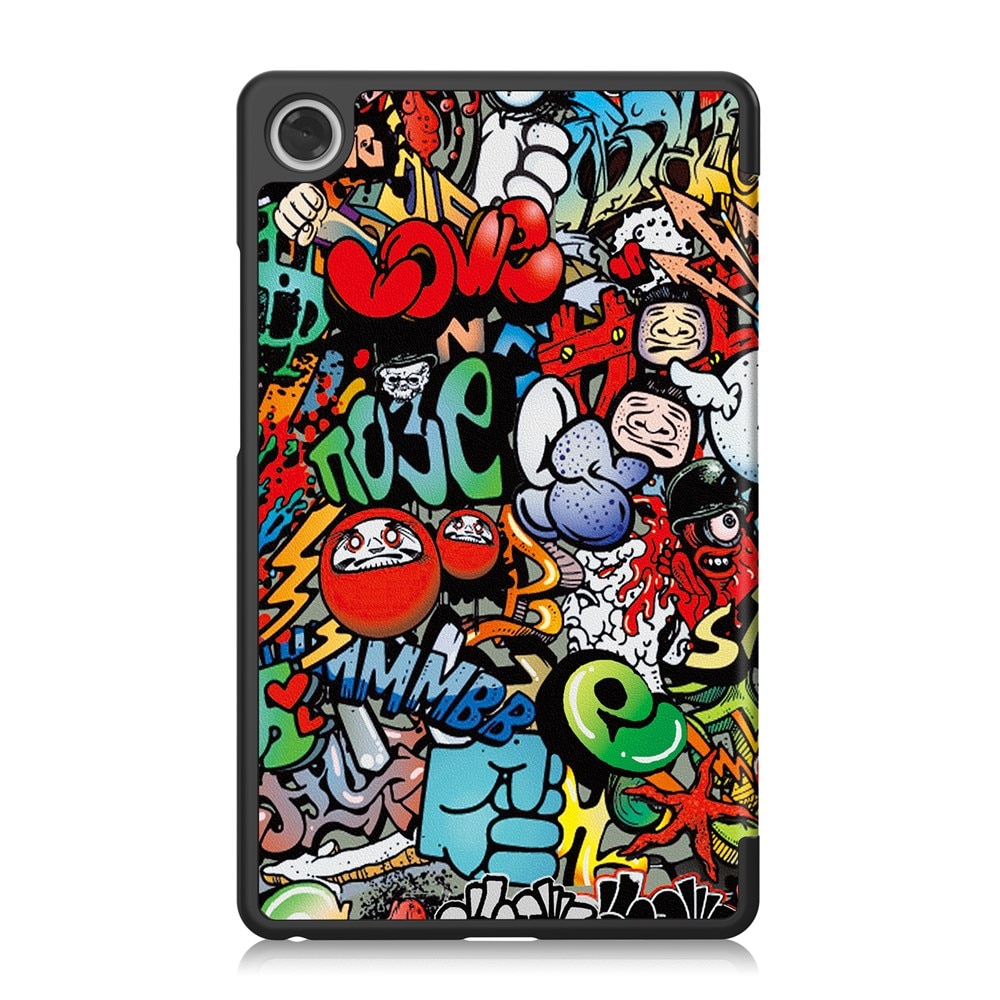 Etui pentru tableta, Smartcase, Graffiti, pentru Lenovo Tab One, protectie solida, suport pliabil, 8,7"