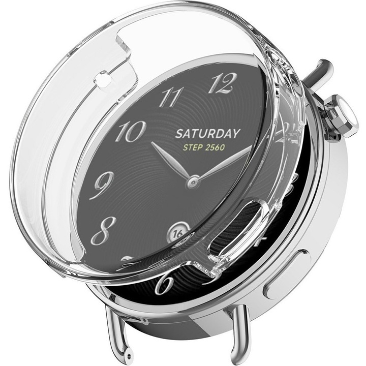 Etui 2w1 cu protectie pentru ecran pentru Xiaomi Watch S4 41mm, transparent, protectie 360, TPU