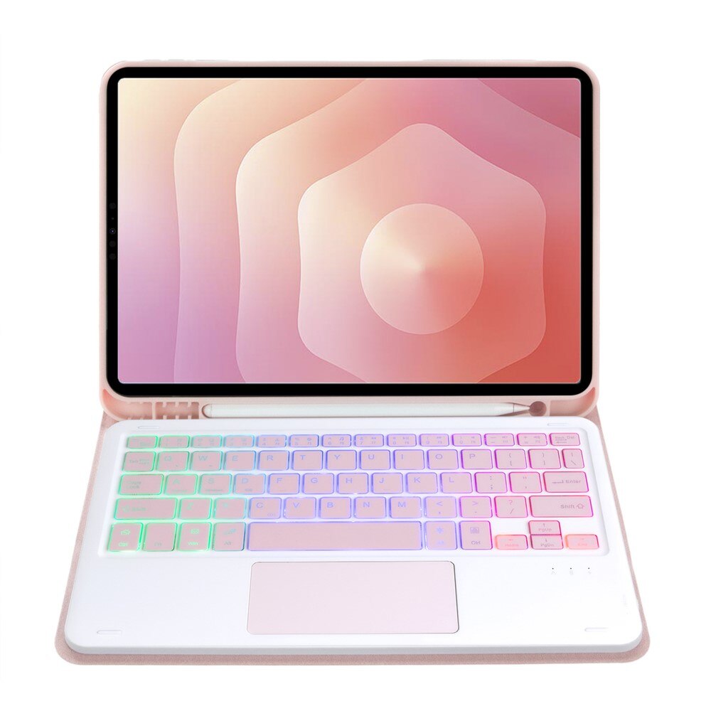 Husa tableta 2in1, cu tastatura iluminata Bluetooth si touchpad, XGSM, pentru Samsung Galaxy Tab S11, roz, dimensiuni compacte