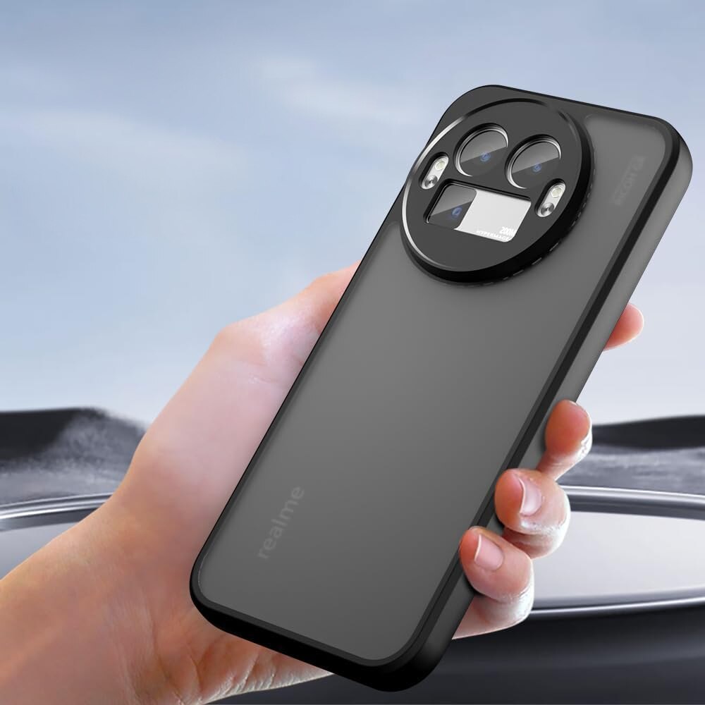 Husa telefon XGSM Fusion Hybrid pentru Realme GT 8 Pro, mata, neagra, protectie hibrida PC + TPU, acces facil la porturi